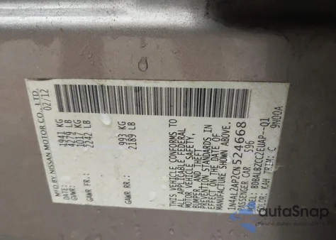 2012 Nissan Altima 2.5 S z USA, uszkodzony, nr VIN 1N4AL2AP2CN524668